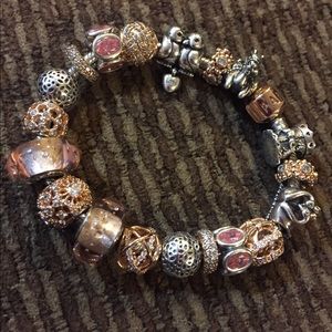 Full complete rose gold pandora bracelet